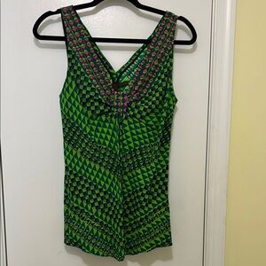 Green Asymmetrical Sleeveless Tank Top